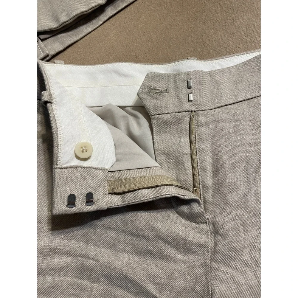 J Crew Linen Suit Set Women's Size 8P Cream Blazer and Size 6P Pants